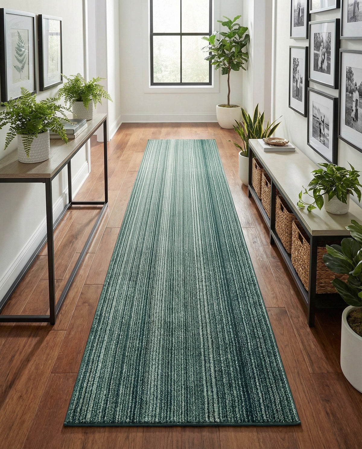 Jewel Oasis Collection Area Rug - Sapphire (Green) Runner Green  lifestyle 140