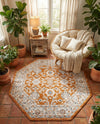 Savannah Elegance Collection Area Rug - Augusta (Rust Red) Octagon Rust Red  lifestyle 61