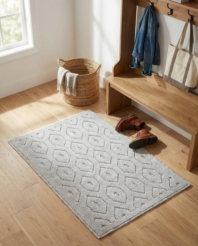 Garden Lattice Charm Collection Area Rug - Arbor (Grey) Rectangle Grey  lifestyle 18