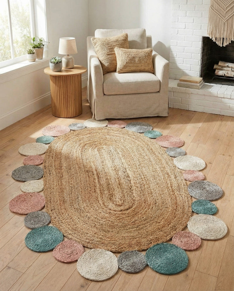 Woven Seaside Jute Collection Area Rug - Sienna Oval Multi  lifestyle 64