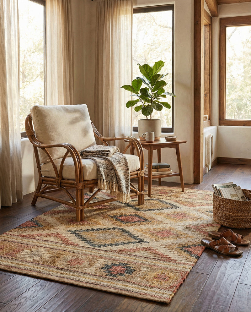 Desert Weave Jute Collection Area Rug - Sahara Rectangle Multi  lifestyle 18