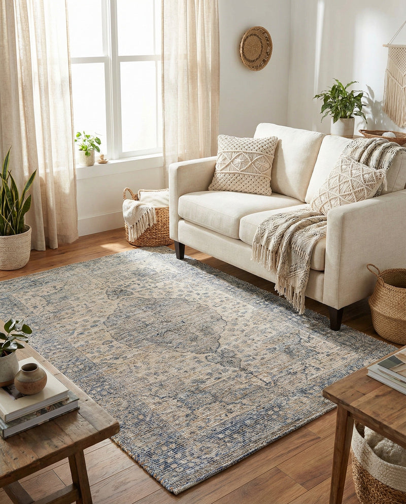 Savannah Threads Collection Area Rug - Charleston Rectangle Blue  lifestyle 18