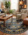Chateau Elegance Collection Area Rug -  Luxembourg Round Gray  lifestyle 68