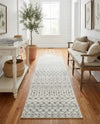 Mediterranean Lattice Collection Area Rug - Santorini (Ivory and Gray) Runner Ivory and Gray  lifestyle 34