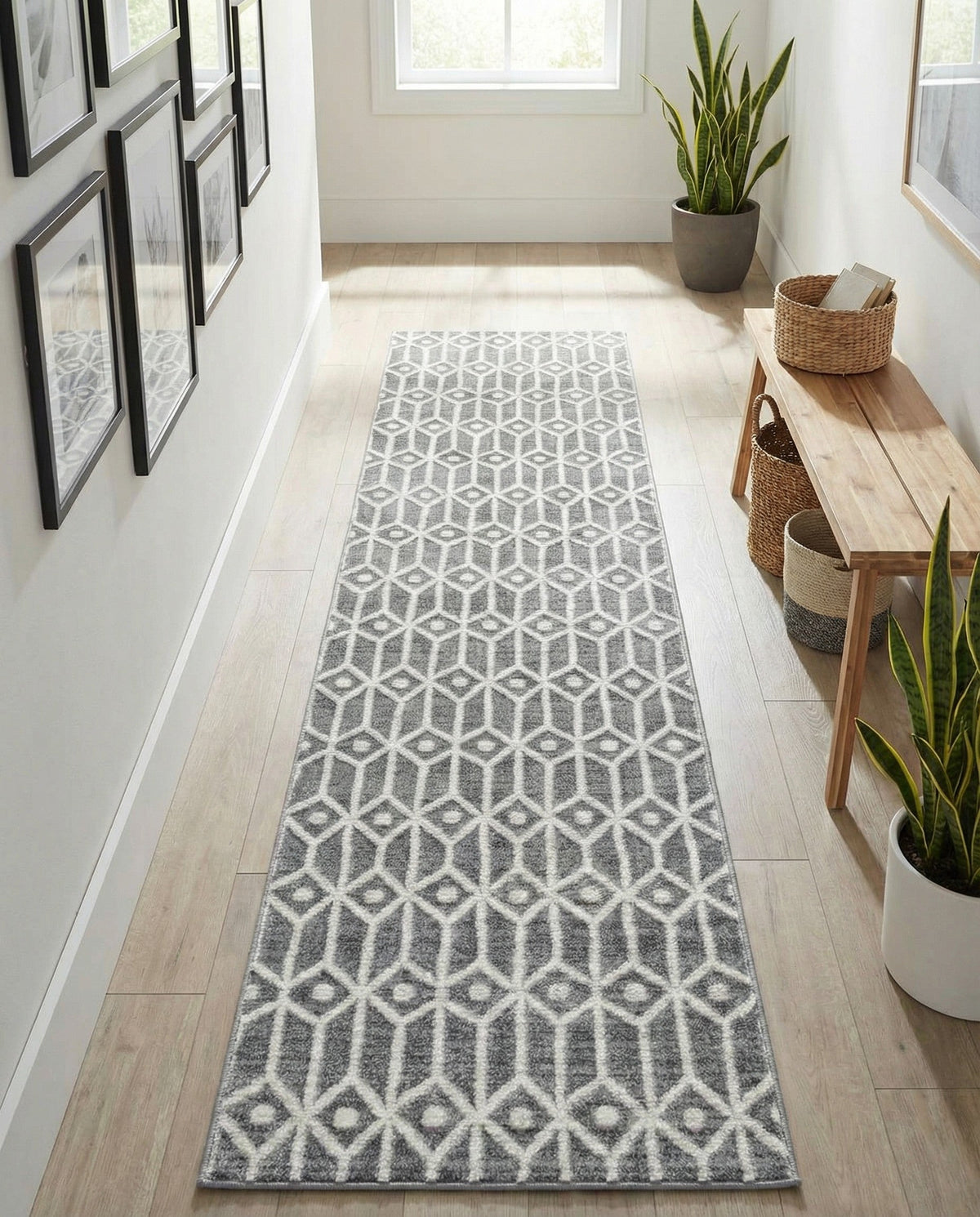 Garden Maze Retreat Collection Area Rug -  Mazeview Runner Gray  lifestyle 133