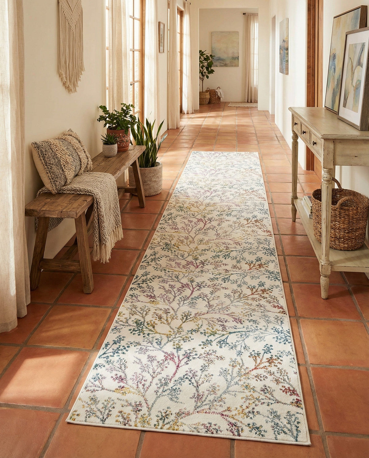 Meadow Breeze Collection Area Rug -  Sunbeam Runner Ivory  lifestyle 69