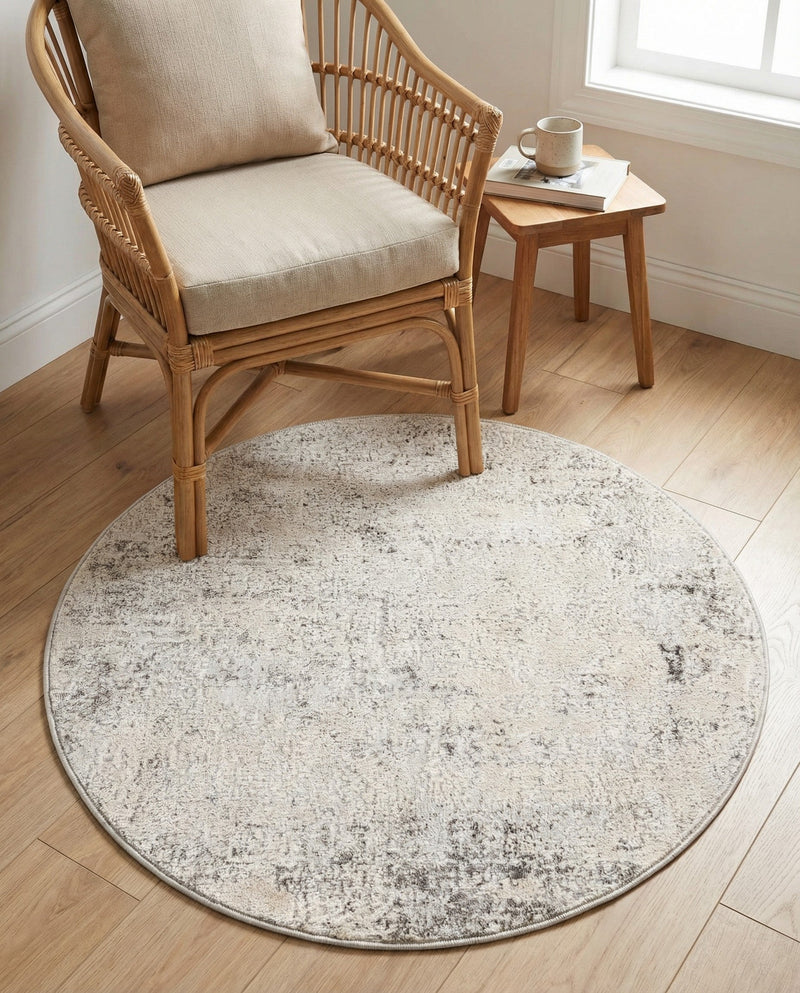 Aegean Elegance Collection Area Rug -  Paros Round Gray  lifestyle 74