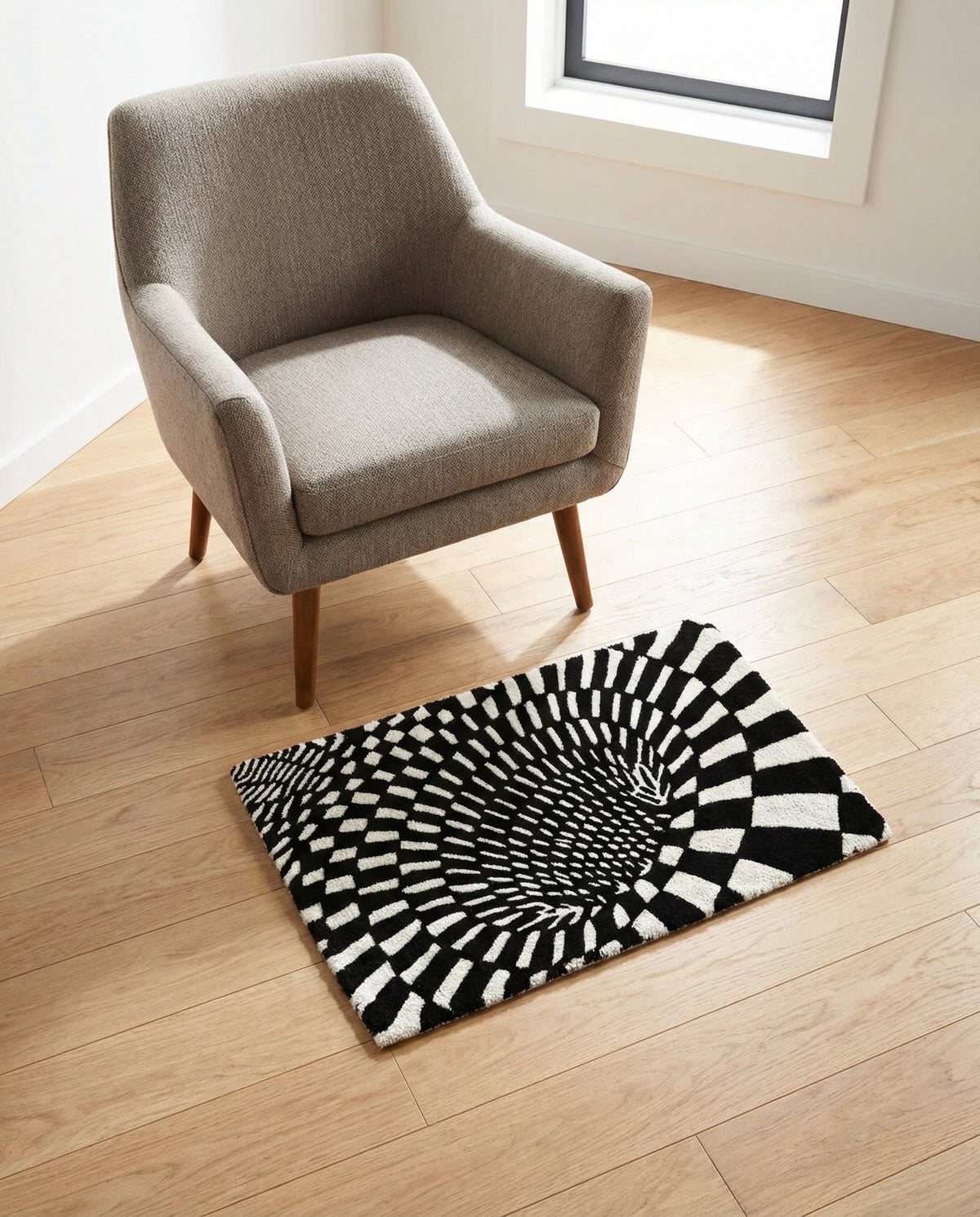 Cyclone Wool Collection Area Rug - Tornado Rectangle Black and White  lifestyle 10