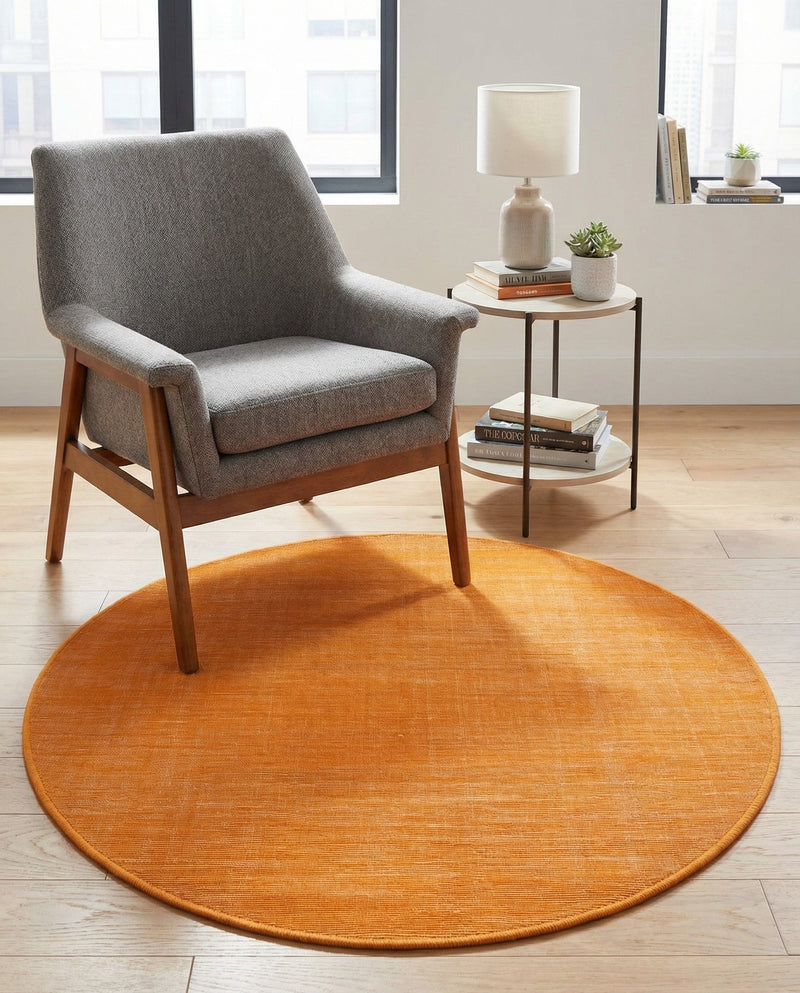 Soho Elegance Collection Area Rug - Chelsea (Salmon) Round Salmon  lifestyle 30