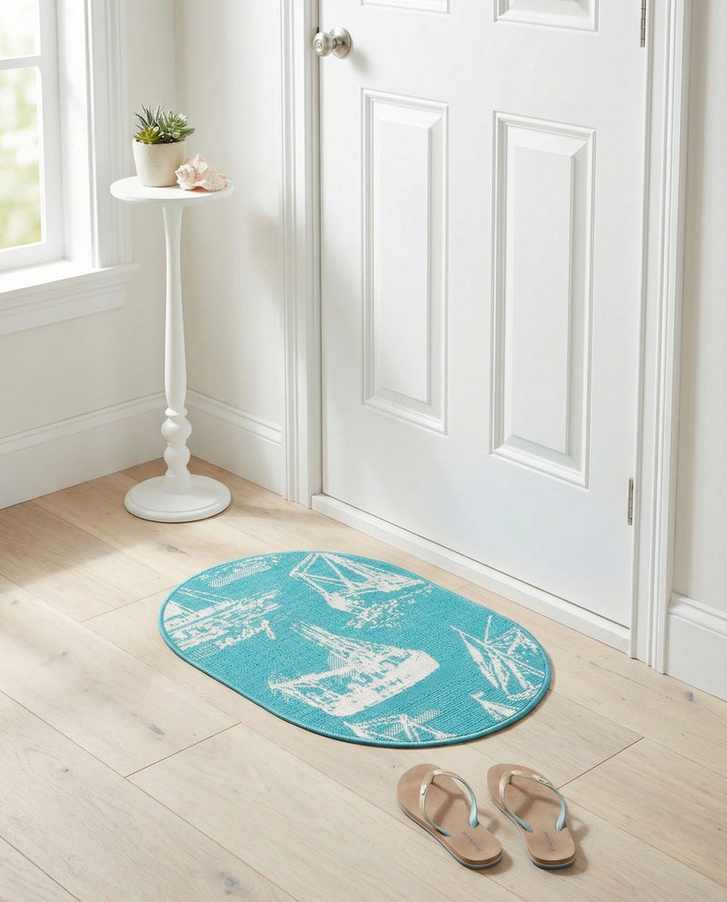 Seaside Haven Rugs Collection Area Rug -  Beachcomber Oval Teal  lifestyle 54