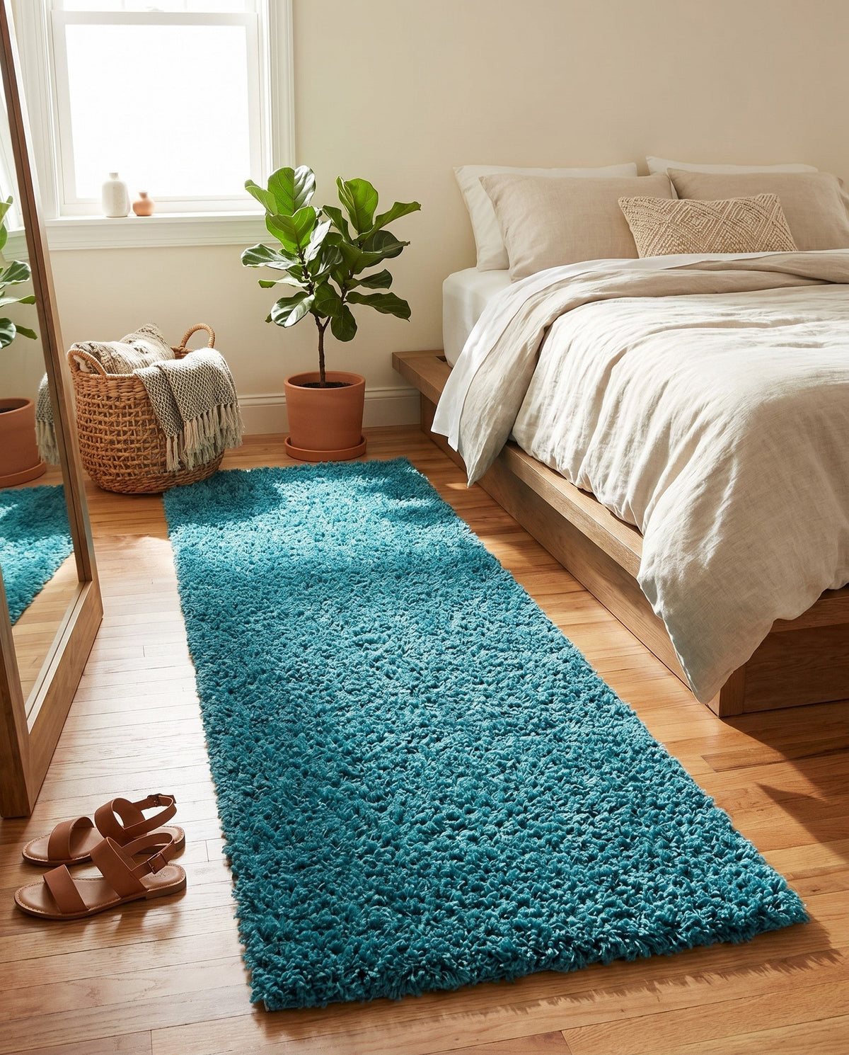 Plush Oasis Collection Area Rug - Serenity (Deep Aqua Blue) Runner Deep Aqua Blue  lifestyle 104