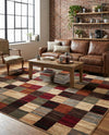 Bistro Lounge Collection Area Rug - Espresso Square Multi  lifestyle 57