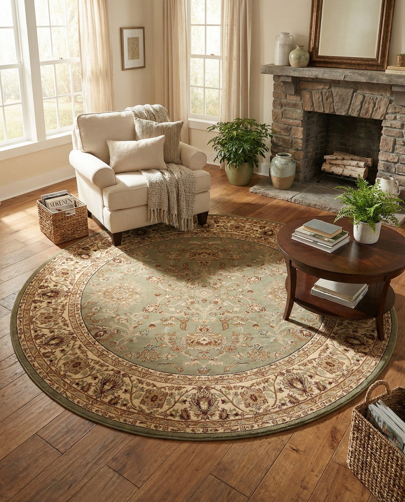 Jaipur Elegance Collection Area Rug -  City Round Light Green  lifestyle 64