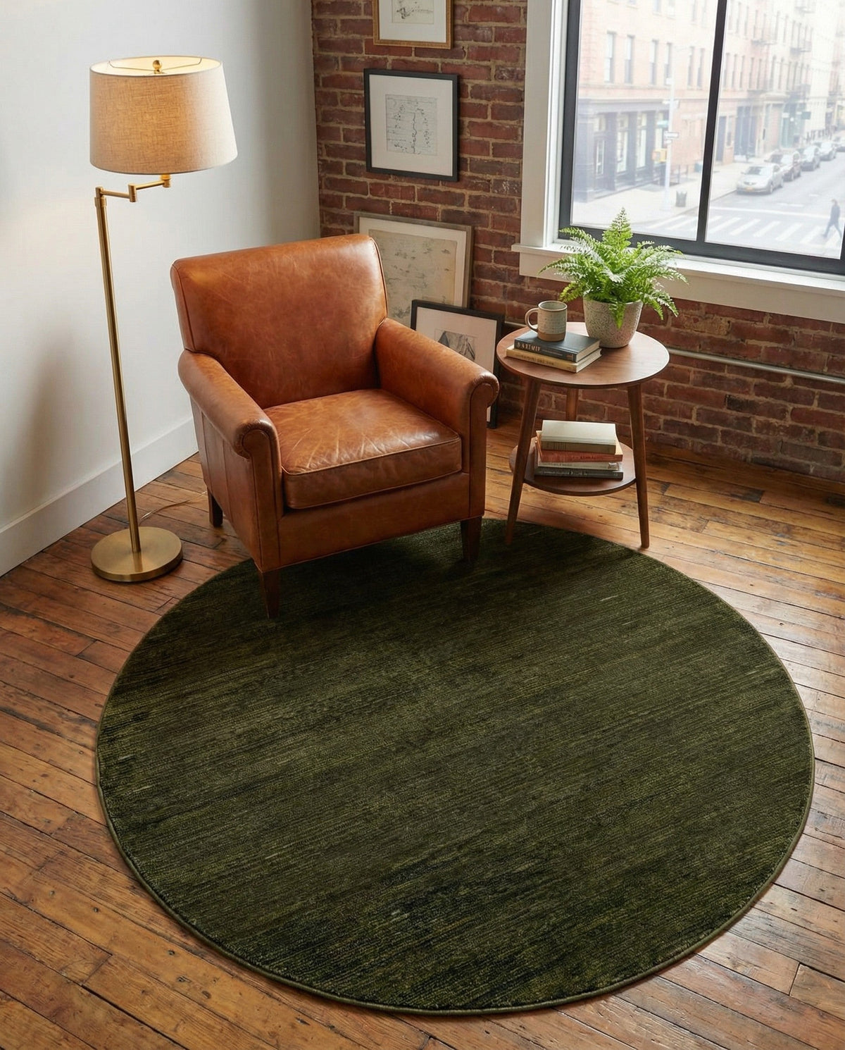 Bloomsbury Elegance Collection Area Rug -  Kensington (Green) Round Green  lifestyle 85