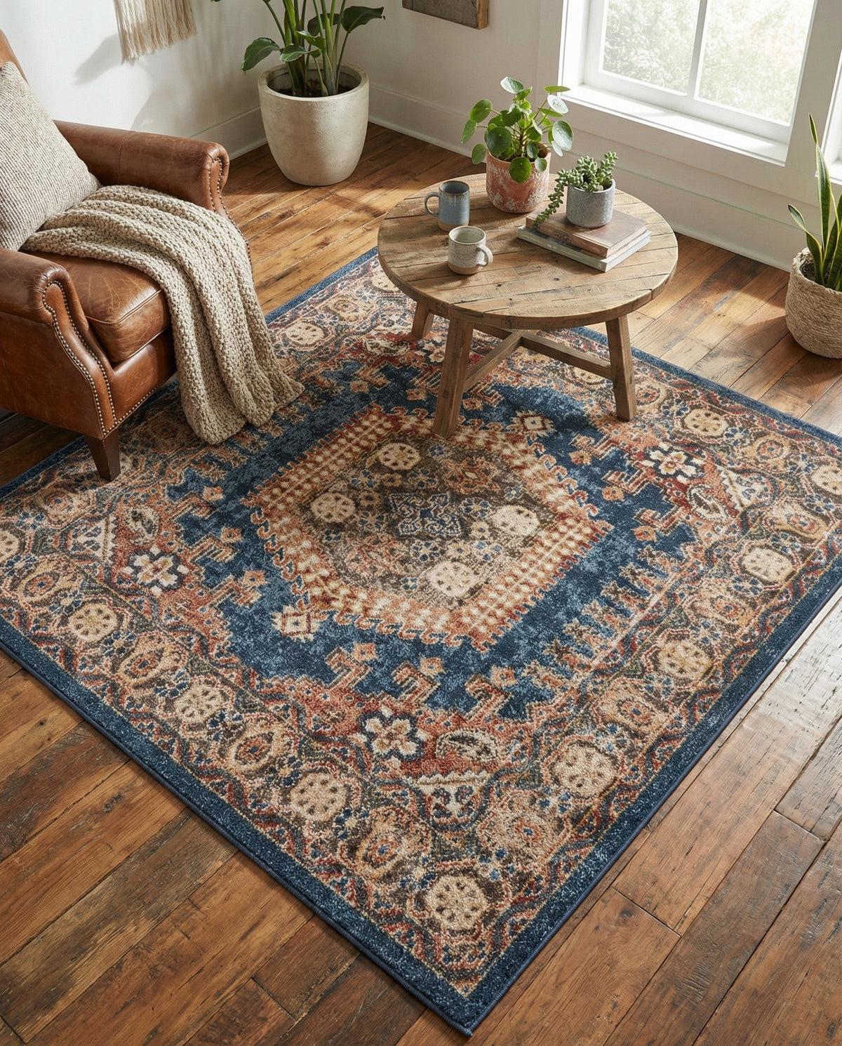 Eden Oasis Collection Area Rug -  Refuge (Blue) Square Blue  lifestyle 59