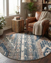 Cascade Range Collection Area Rug - Hood (Navy Blue) Round Navy Blue  lifestyle 71