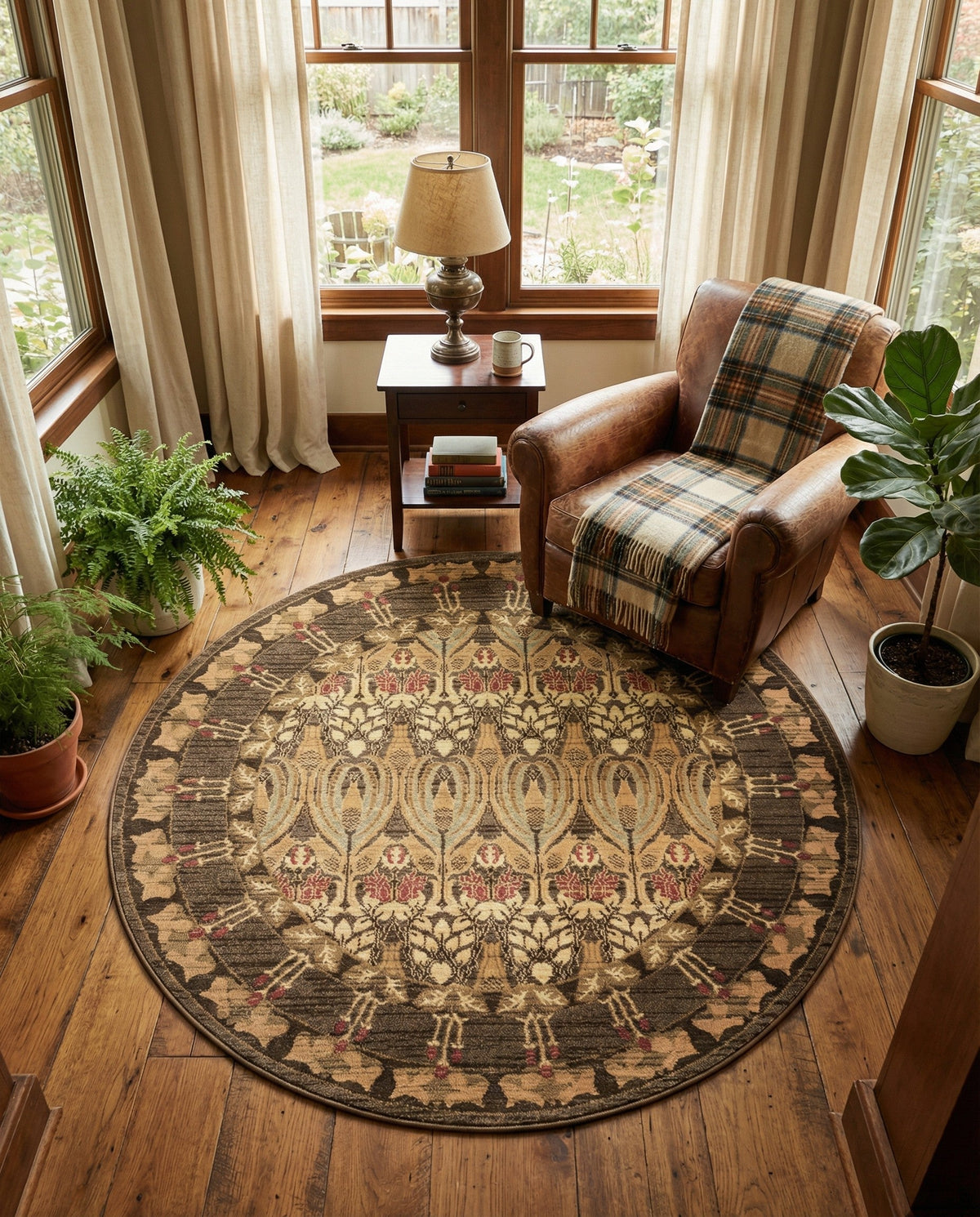 Chelsea Elegance Collection Area Rug -  Brompton (Brown) Round Brown  lifestyle 92