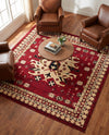 Tabriz Tapestries Collection Area Rug - Azerbaijan (Red) Square Red  lifestyle 32