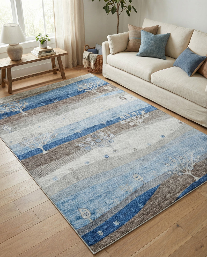 Zagros Shades Collection Area Rug -  Behbahan Rectangle Blue Gray  lifestyle 21