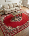 Tabriz Tapestry Collection Area Rug - Azerbaijan (Red) Rectangle Red  lifestyle 19