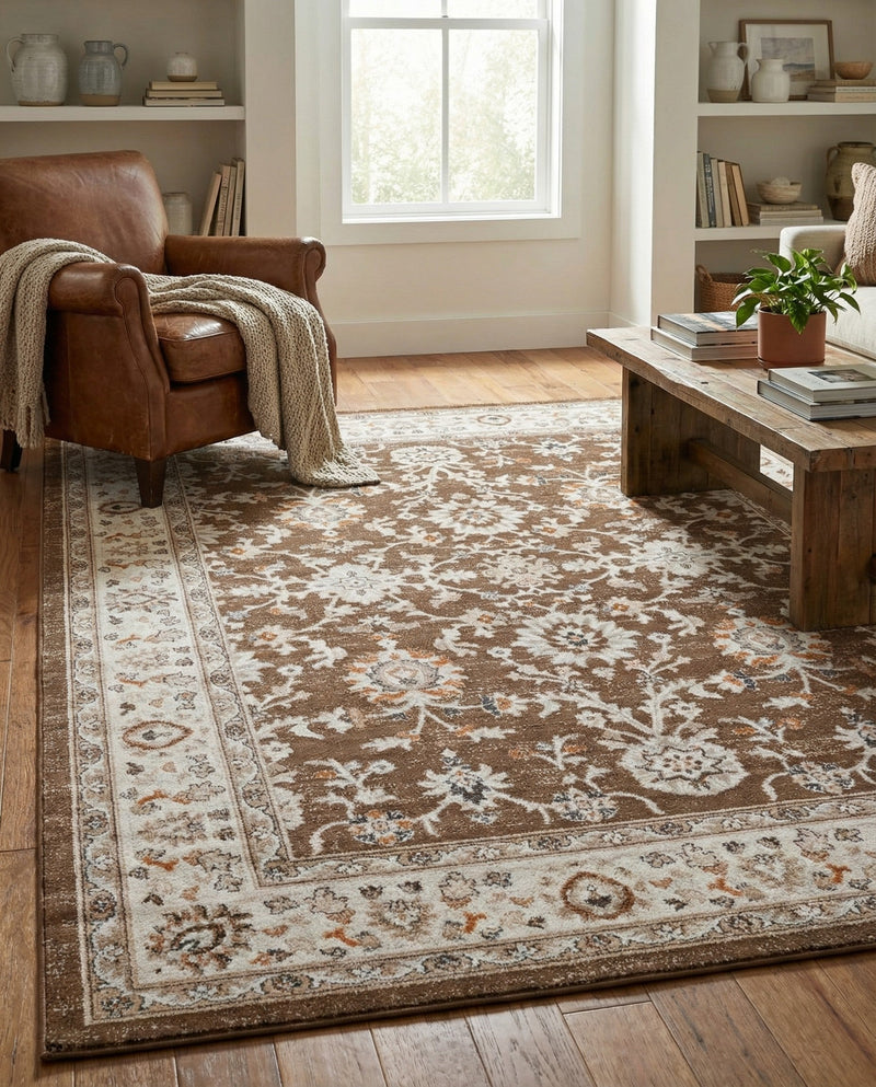 Savannah Elegance Collection Area Rug - Augusta (Brown) Rectangle Brown  lifestyle 14