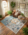 Parisian Elegance Collection Area Rug - Versailles (Teal) Square Teal  lifestyle 42