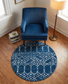 Marrakesh Lattice Collection Area Rug - Casablanca (Navy Blue) Round Navy Blue  lifestyle 41