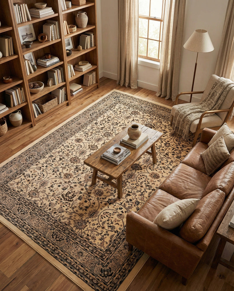 Isfahan Elegance Collection Area Rug - Naghsh-e Jahan (Ivory) Rectangle Ivory  lifestyle 15