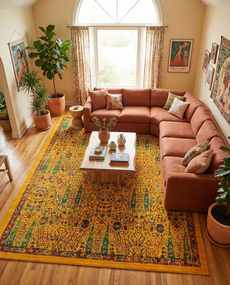 Caribbean Cove Collection Area Rug -  Tobago Rectangle Yellow  lifestyle 55