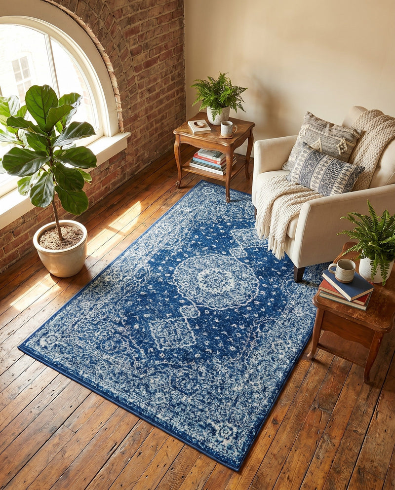 Dover Terrace Collection Area Rug - Marina (Navy Blue) Rectangle Navy Blue  lifestyle 18