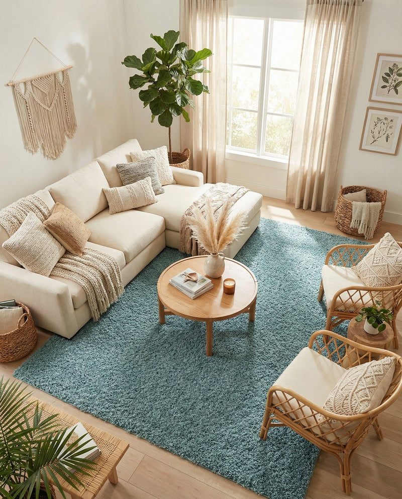 Plush Oasis Collection Area Rug - Serenity (Light Slate Blue) Rectangle Light Slate Blue  lifestyle 32