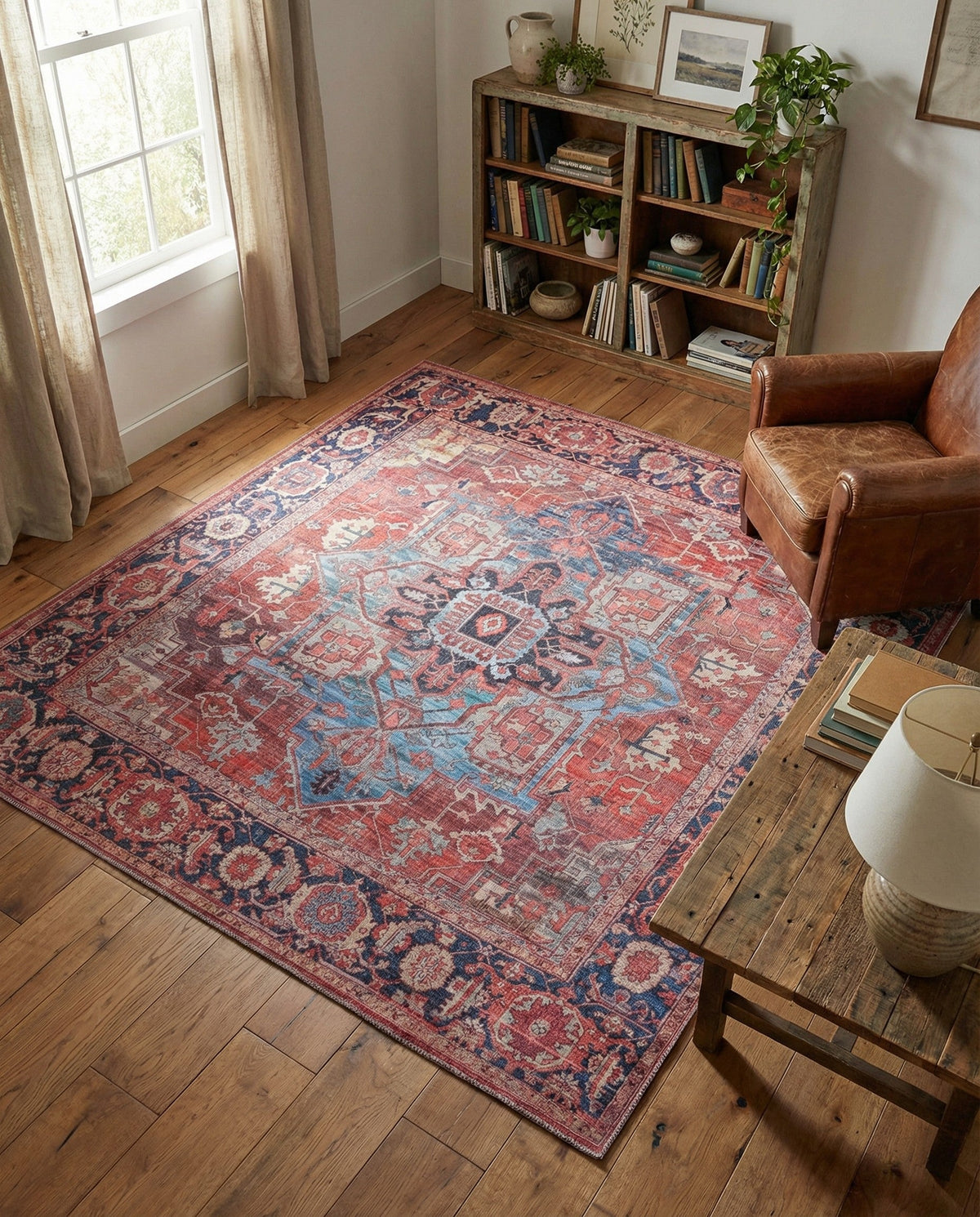 Zahara Oasis Collection Area Rug -  Essaouira Square Rust Red  lifestyle 89