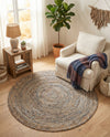 Woven Udaipur Collection Area Rug - Sahara Round Natural  lifestyle 55