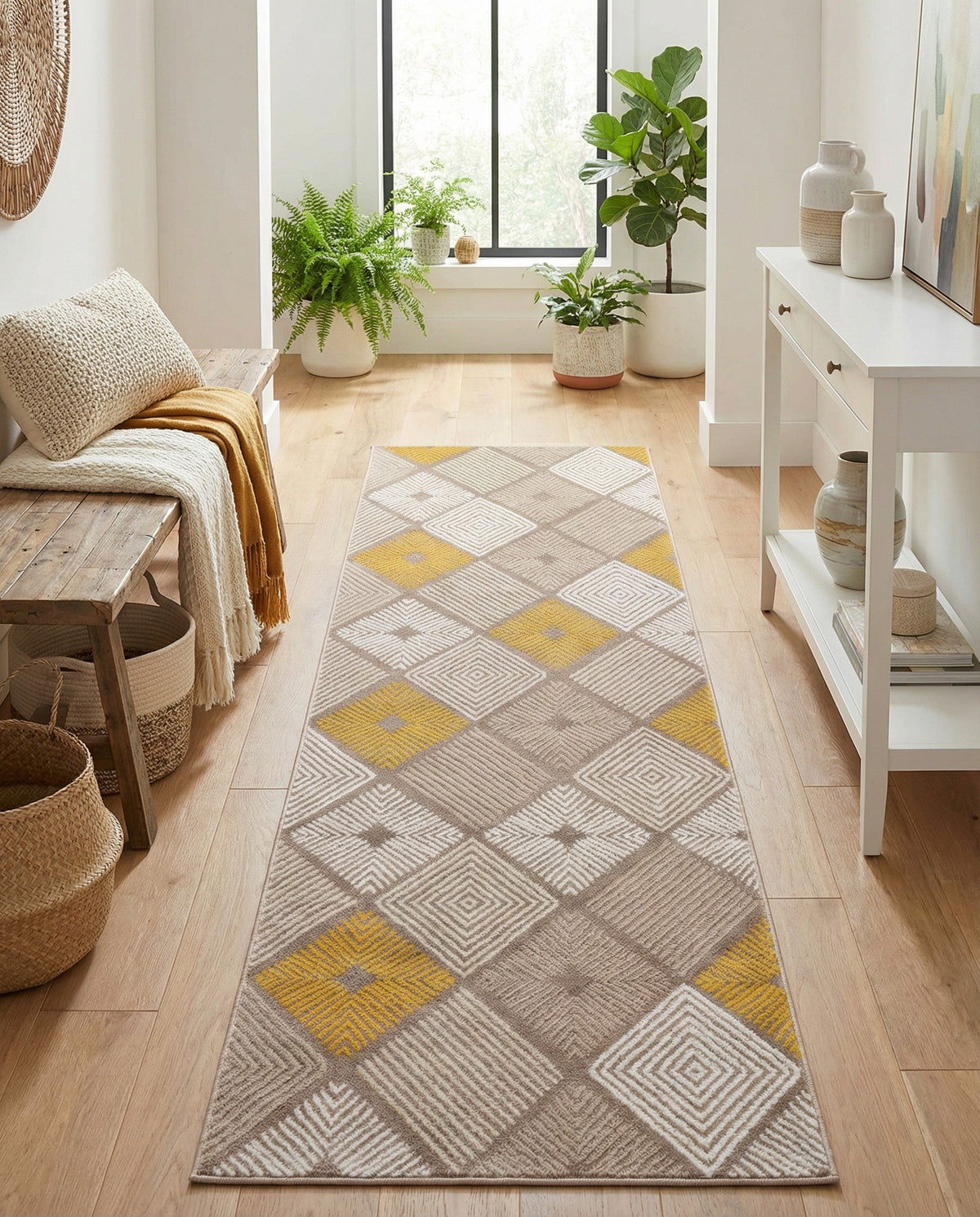 Coastal Haven Collection Area Rug -  Anchorage Runner Ivory and Yellow  lifestyle 86