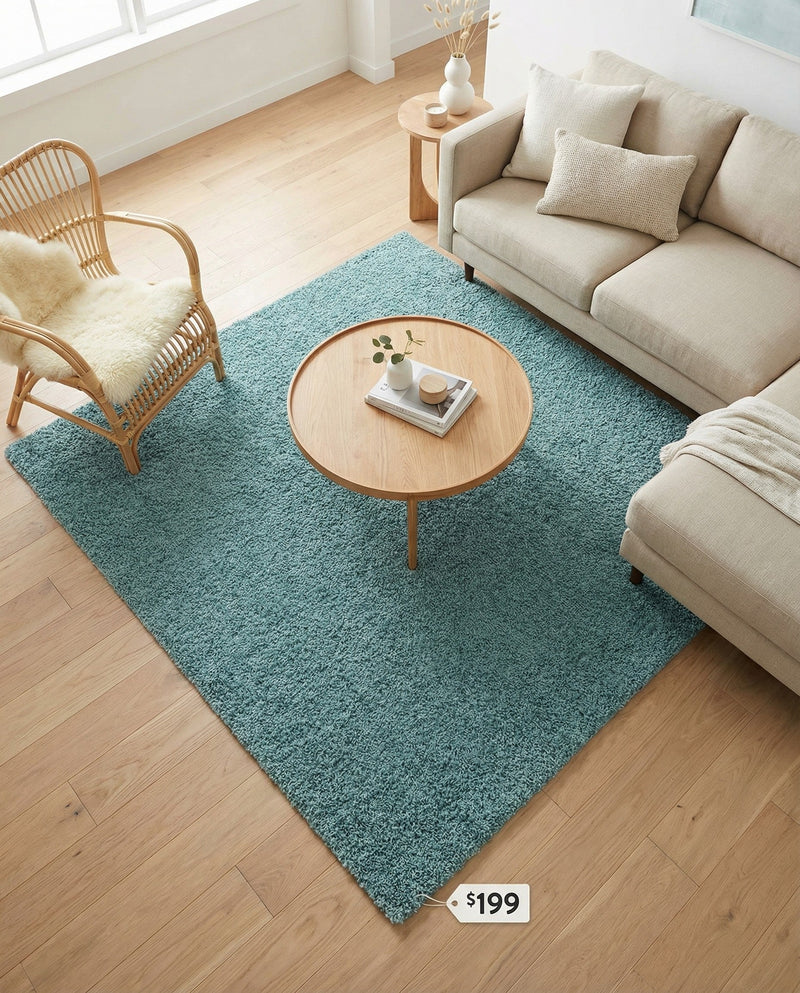 Plush Oasis Collection Area Rug - Serenity (Light Slate Blue) Square Light Slate Blue  lifestyle 47