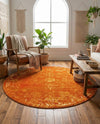 Riviera Elegance Collection Area Rug - Antibes (Orange) Round Orange  lifestyle 74