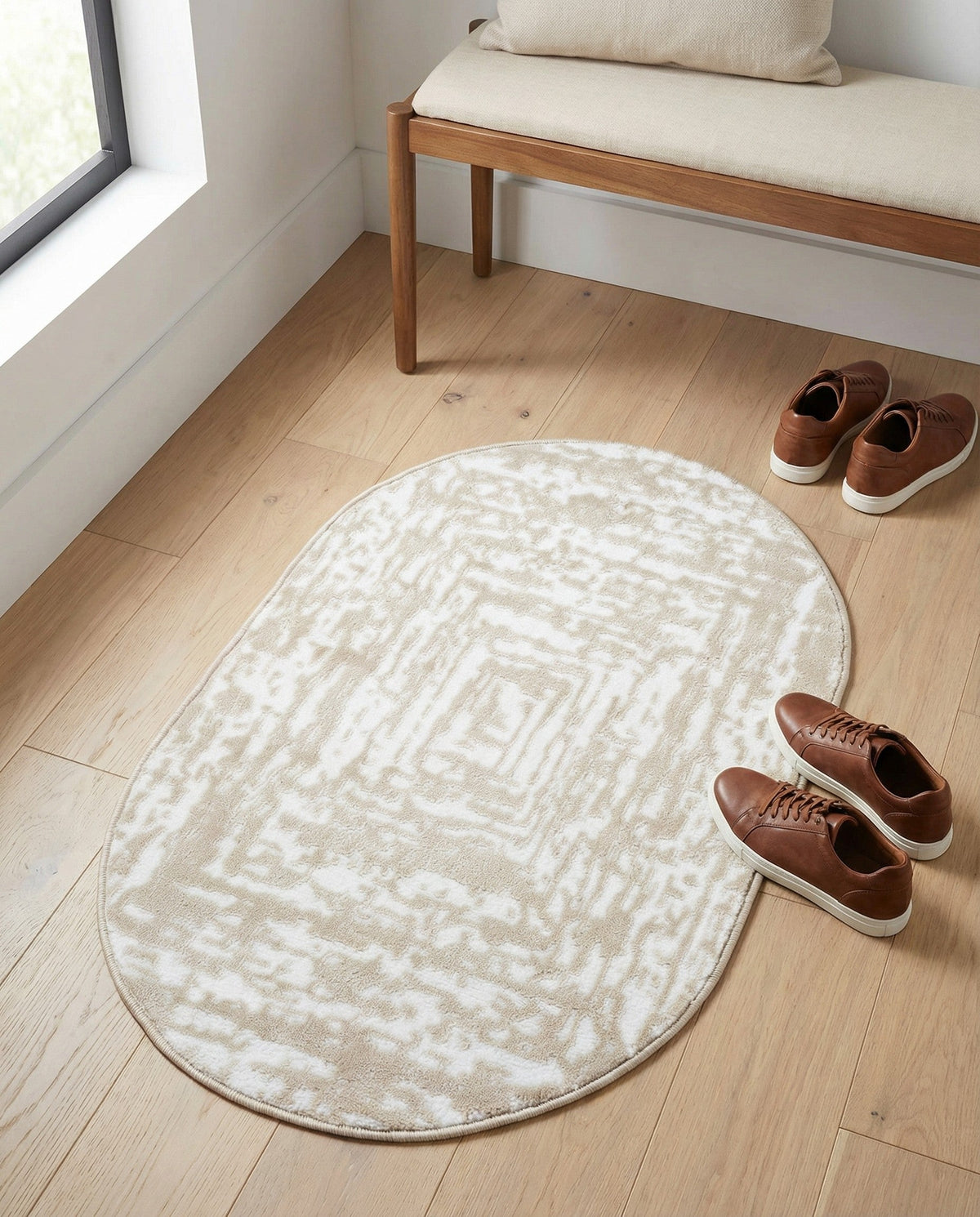 Sanctuary Retreat Collection Area Rug -  Asylum Oval White Bone  lifestyle 144