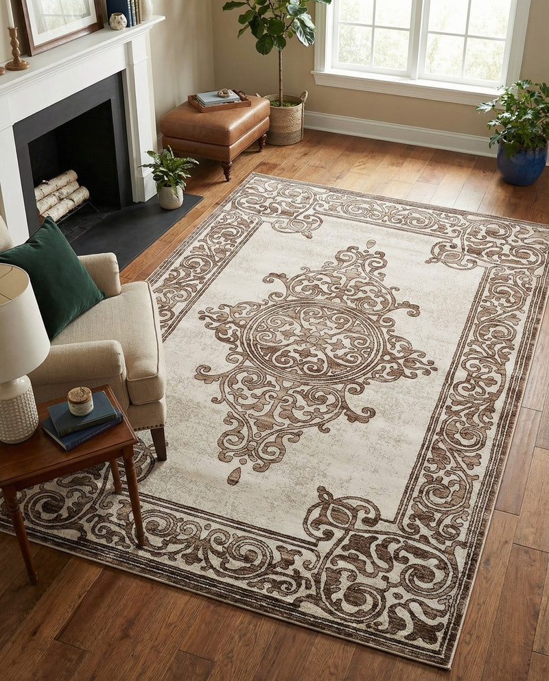 Sanctuary Retreat Collection Area Rug - Haven Rectangle Chocolate Brown  lifestyle 41