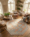 Seville Stripes Collection Area Rug -  Granada (Brick Red) Octagon Brick Red  lifestyle 56
