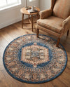Eden Oasis Collection Area Rug -  Refuge (Blue) Round Blue  lifestyle 67