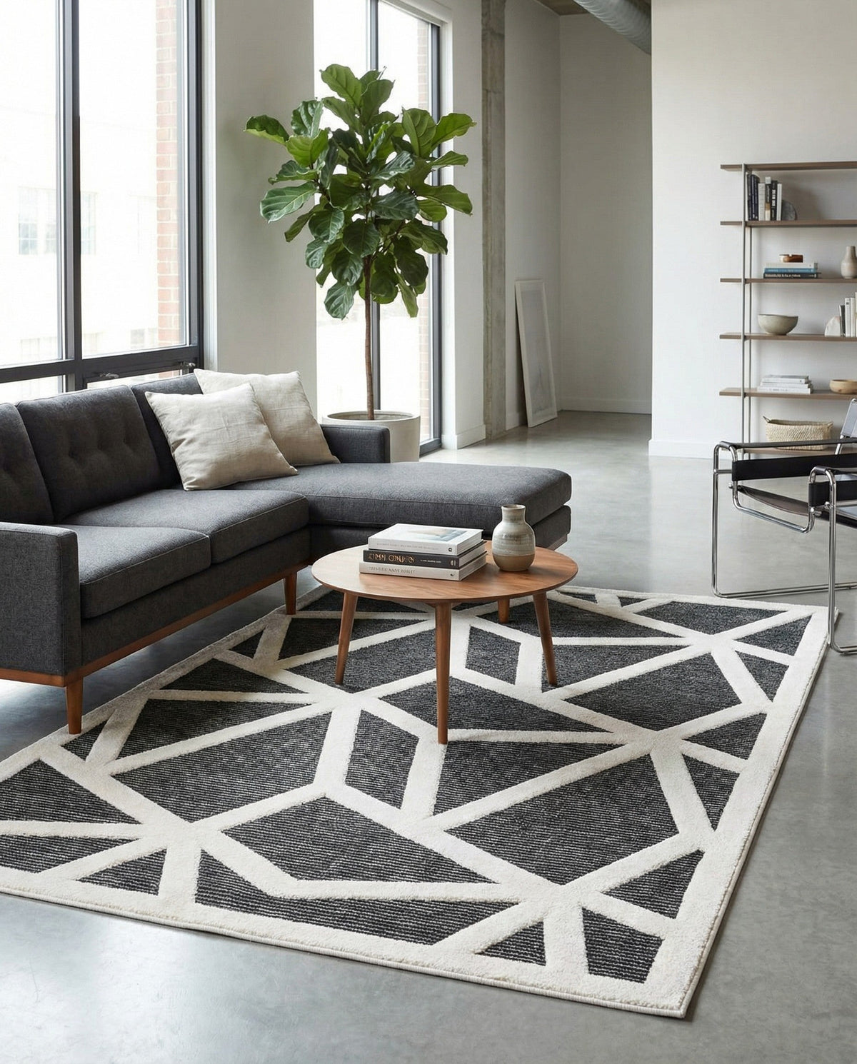 Monochrome Collection Area Rug -  Onyx Rectangle Gray  lifestyle 20