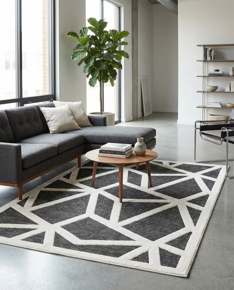 Monochrome Collection Area Rug -  Onyx Rectangle Gray  lifestyle 20