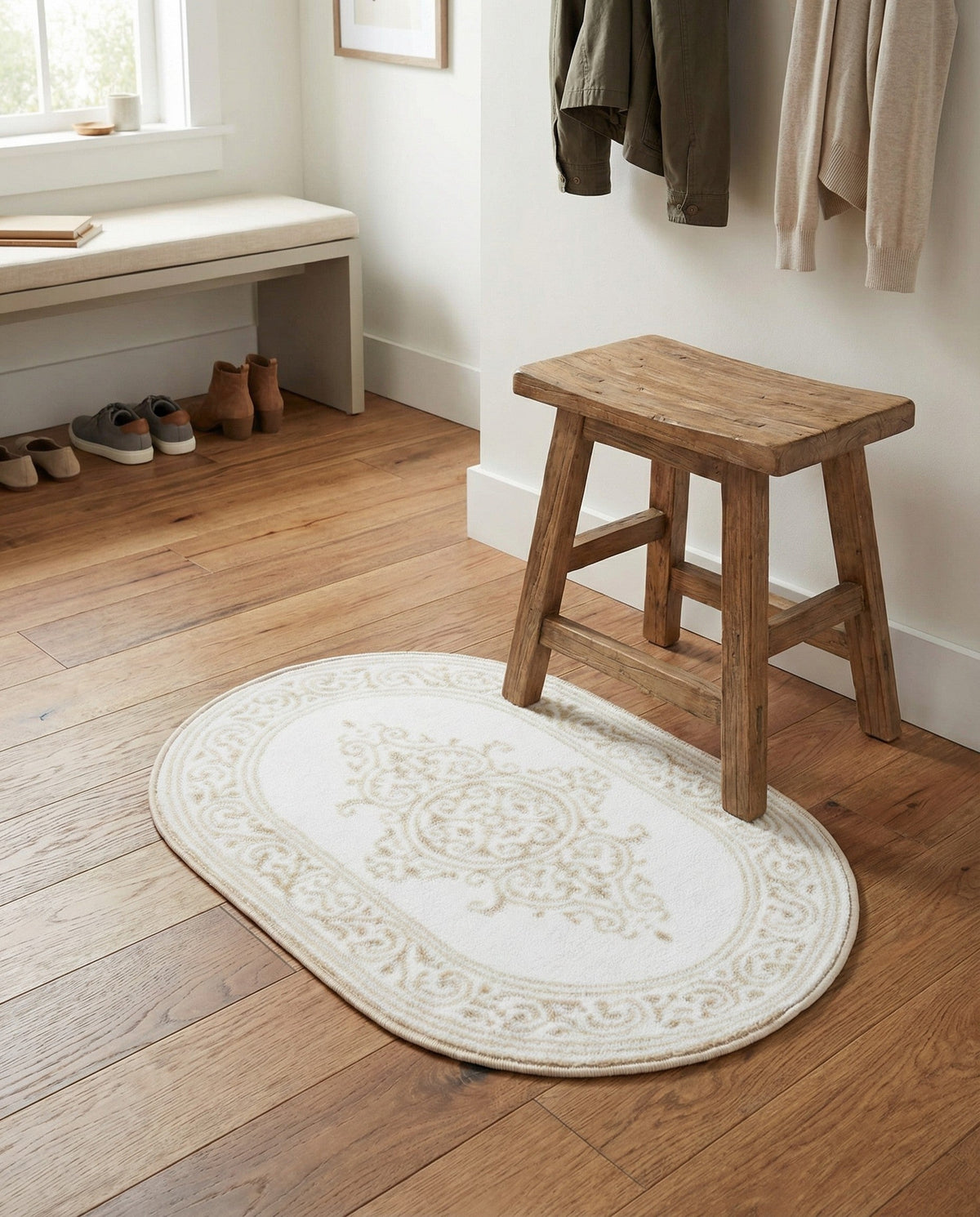 Sanctuary Retreat Collection Area Rug - Haven Oval Snow White  lifestyle 136