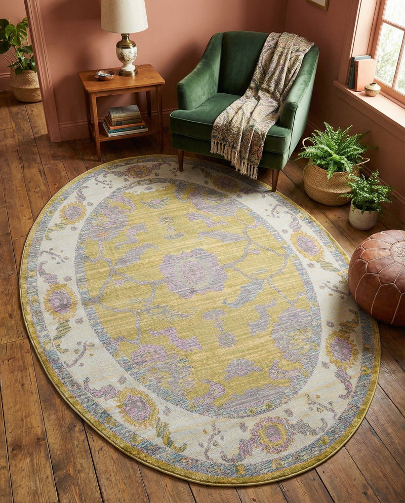 Arcadia Rugs Collection Area Rug - Eden (Green) Oval Green  lifestyle 78