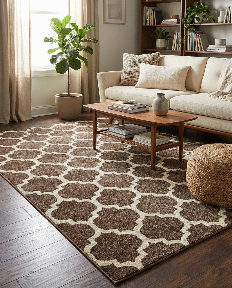 Lattice Gardens Collection Area Rug -  Bloomfield (Brown) Rectangle Brown  lifestyle 25