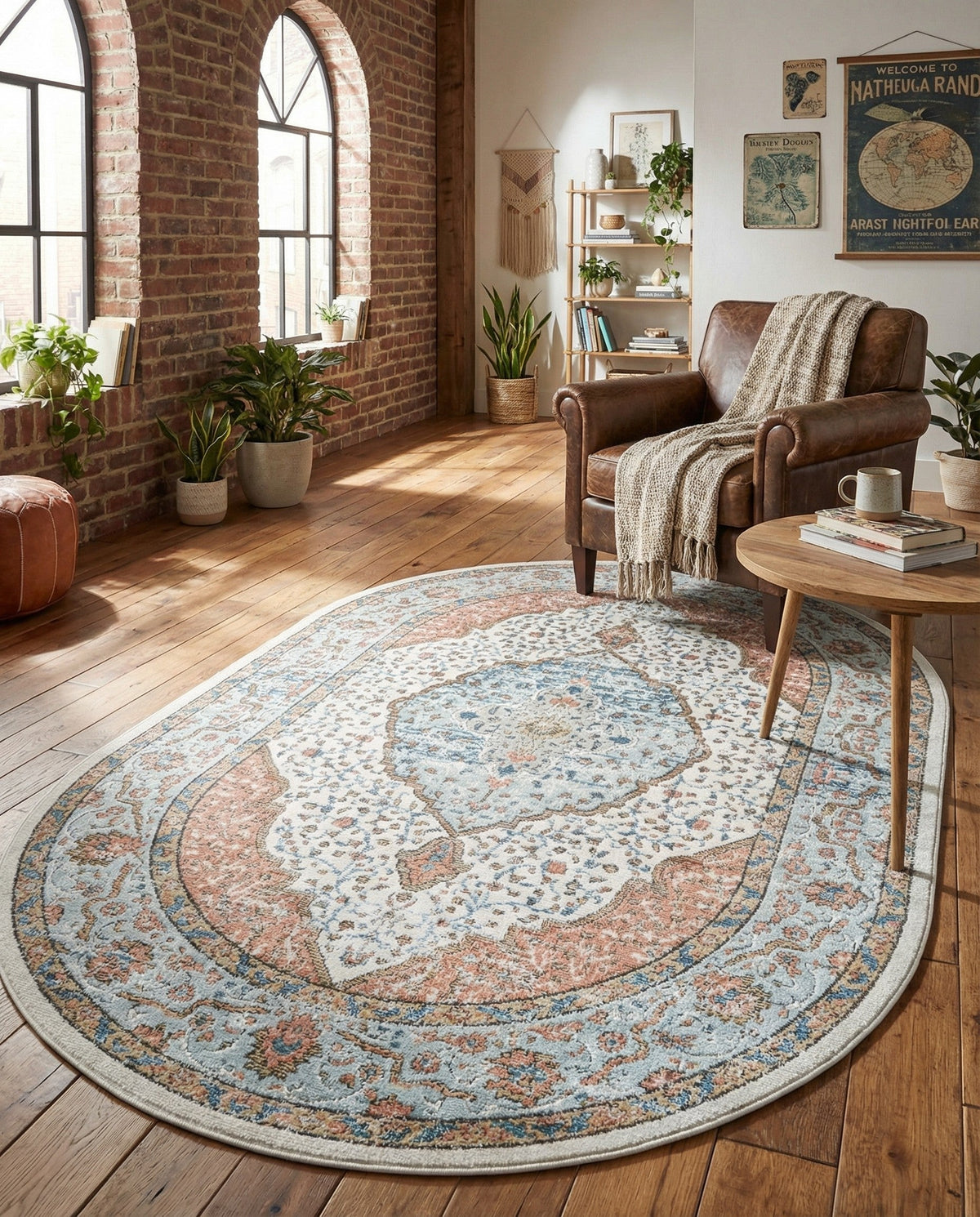 Mykonos Manor Collection Area Rug - Delos Oval Ivory  lifestyle 191