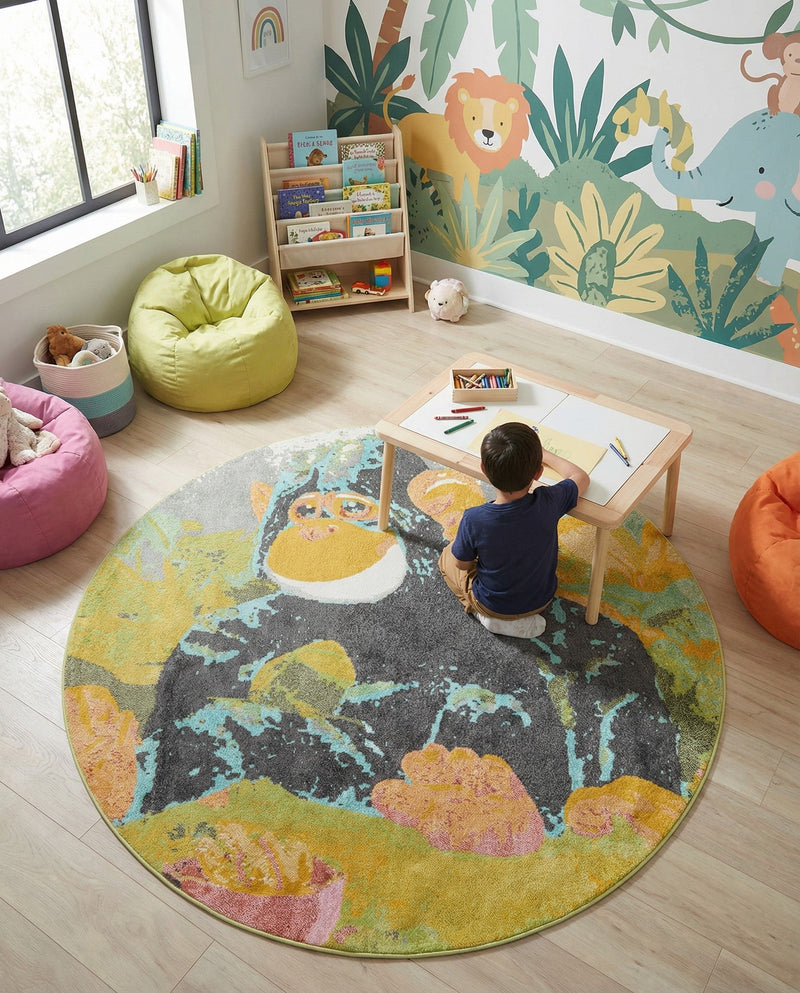 Wonder Tykes Collection Area Rug -  Dynamo Round Multi  lifestyle 54
