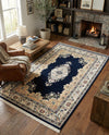 Persian Elegance Collection Area Rug - Isfahan Rectangle Navy Blue  lifestyle 43