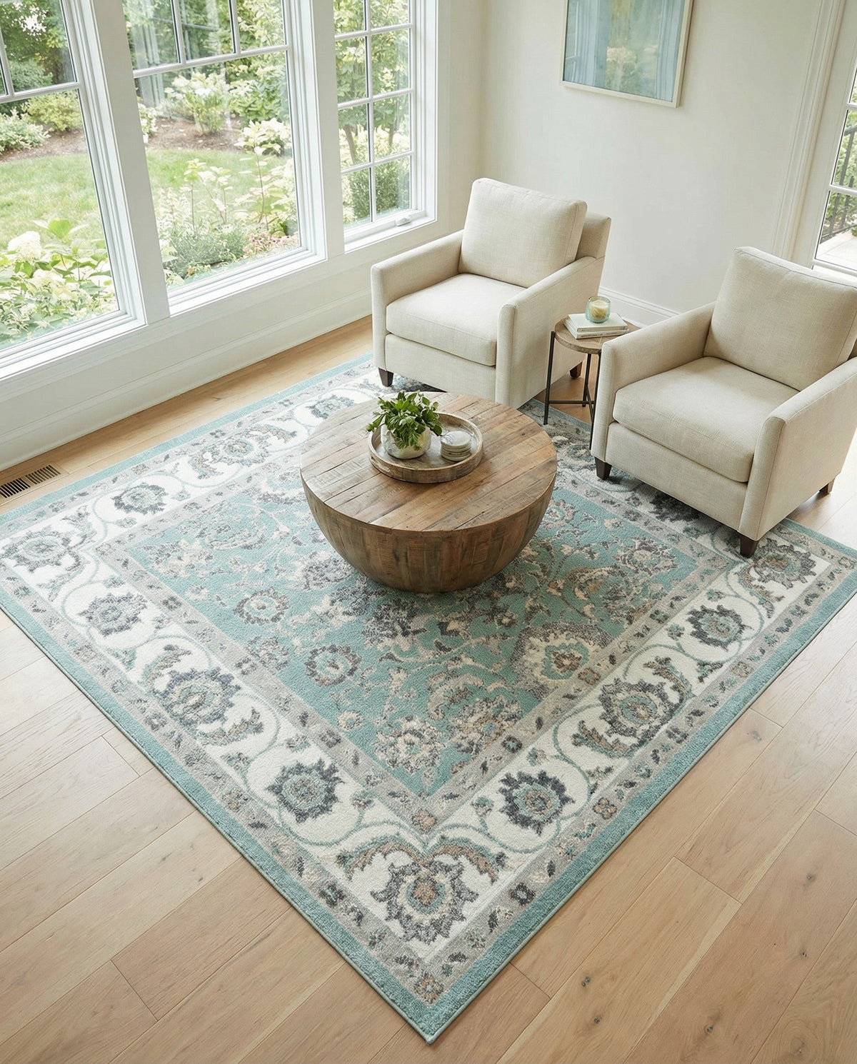 Adriana Terrace Collection Area Rug -  Positano (Aqua) Square Aqua  lifestyle 42