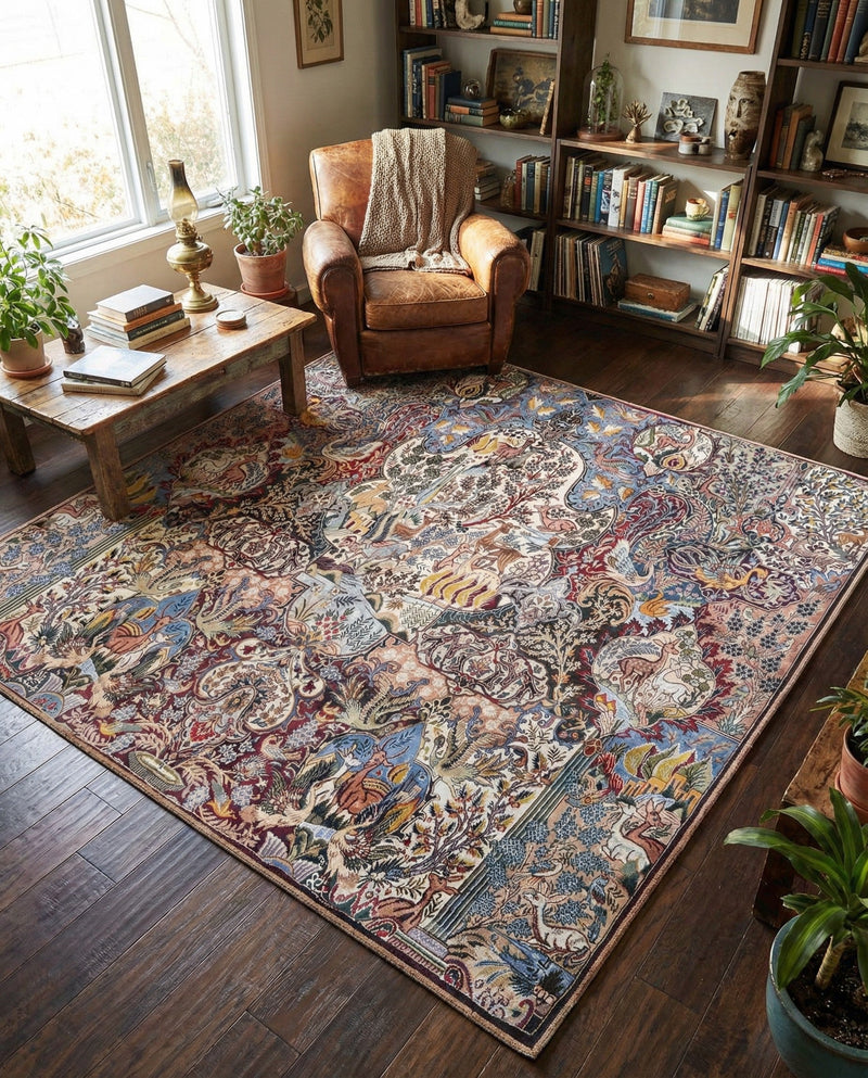 Heritage Elegance Collection Area Rug -  Louvre Square Multi  lifestyle 36